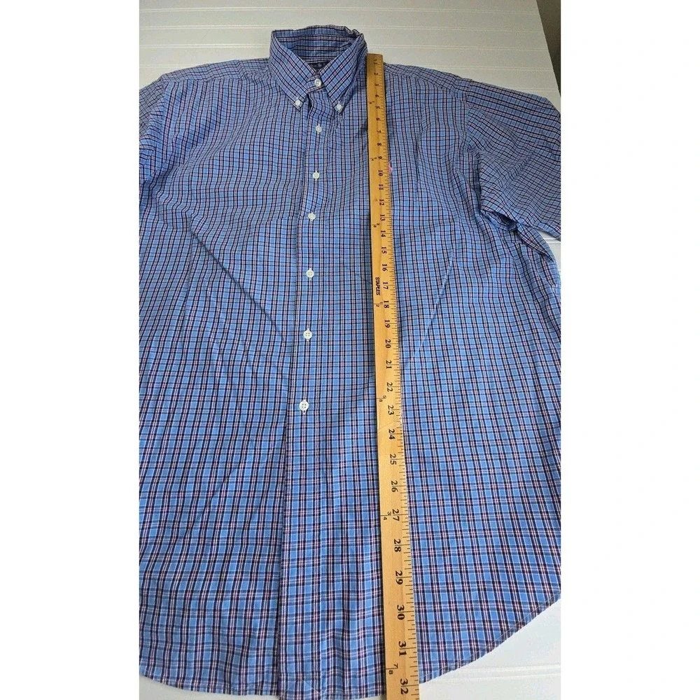 Polo Ralph Lauren Short Sleeve Button Down Shirt Mens XL Blue Plaid CLASSIC Fit